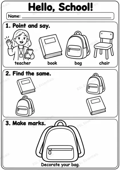 Pre-K worksheet example